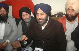 Mr Sukhbir Singh Badal addresses a press conference in Jalandhar on Monday