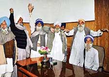 Agitated farmers occupy the office of the Deputy Commissioner in Amritsar on Wednesday.