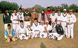 The members of the St Johns team after winning the second St Johns Inter Academies Trophy at the school grounds on Sunday. 