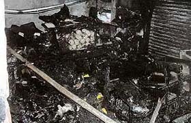 The shop at Chaura Bazaar in Mandi Ahmedgarh, which was gutted