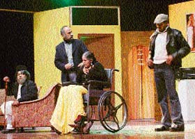 A scene from the Hindi adaptation of Mouse Trap staged by the Sandli Pairan Kala Kendra at Tagore Theatre in Chandigarh