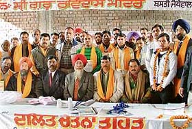 Members of the Vishwa Guru Ravi Dass Mission at a function organised in Ludhiana