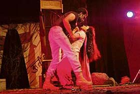 A scene from Punjabi version of Greek play Oedipus at Tagore Theatre, Chandigarh