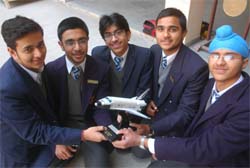 Students of Apeejay School, Jalandhar, before going to the US Embassy in New Delhi
