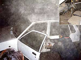 A Maruti 800 car caught fire while coming from the Sector 22 Aroma lights towards the Press Chowk, Chandigarh.