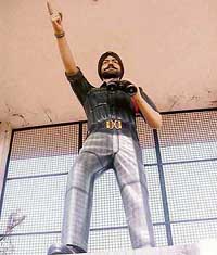 Cobwebs in the interior of the cabin housing the statue of Captain Ravinder Singh reflect the lack of respect for martyrs among the authorities