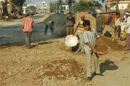 The construction of a road from Lohian Khas to Jakhupur village in Jalandhar district in progress