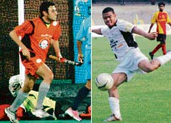 Pakistans Rehan Butt (left) is the star performer for defending PHL champions Bangalore Lions; Brazils Jose Ramirez Barreto guided Mahindra United to their maiden NFL triumph last year and is representing Mohun Bagan this time. Foreign players call the shots in both leagues, underlining the paucity of talent in India