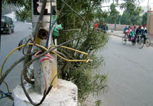 DEATH JUNCTION: Open electricity points pose a serious threat to commuters near Guru Nanak Mission Chowk in Jalandhar. Almost all poles on Bhagwan Mahavir Marg have bare electricity points. 