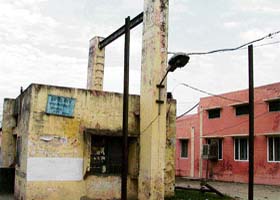The PSEB office from where a hoarding highlighting the achievements of the CM was removed