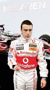 Formula One world champion Fernando Alonso during the launch of the new McLaren MP4-22 in Valencia 