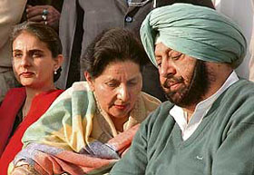 The Chief Minister, Capt Amarinder Singh, with his wife and MP, Ms Perneet Singh, in Patiala