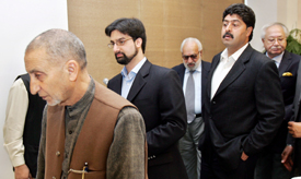 Leaders of the All-Party Hurriyat Conference Mirwaiz Umer Farooq, Bilal Ghani Lone and Abdul Ghani Bhatt prior to their meeting in Islamabad 