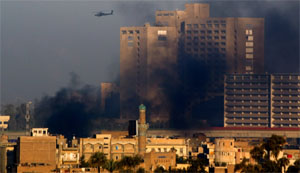 A raging battle broke out early in the day on Wednesday between insurgents and Iraqi and US troops