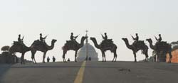 BSF jawans during the Beating Retreat rehearsal at Vijay Chowk in the Capital