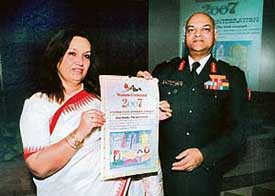 Western Command GOC-in-C Lt Gen Daljeet Singh and AWWA president Mohini Daljeet Singh at the release in Chandimandir on Monday.