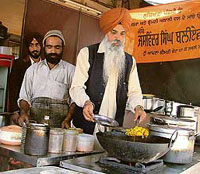 Mr Jasvinder Singh Balliewal at his dhaba in Feroze Gandhi Market, Ludhiana