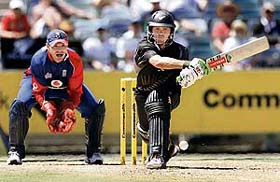New Zealands Lou Vincent plays a reverse sweep during their one-day match against England in Perth