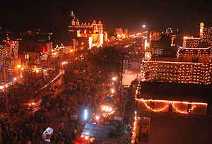 The Buta Mandi area was illuminated to celebrate Guru Ravidas Jayanti in Jalandhar on Friday. 