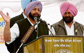 The Chief Minister, Capt Amarinder Singh, addresses a rally at Chamkaur Sahib on Saturday