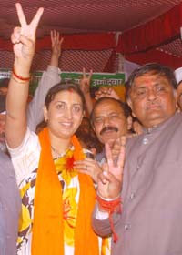 Smariti Irani (Tulsi ) at an election rally in Jalandhar