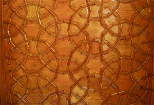 Khatamband is a traditional architectural technique of panelling the ceiling with wooden pieces arranged in an intricate geometrical pattern