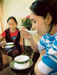 No decorative urn this, instead this pot houses the Mizutaki Family Soup serving up to eight people at Chopsticks 2, Sector 7.
