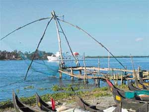 A Chinese fishing net at the Fort Kochi beach