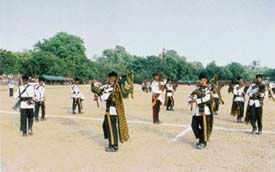 Band display by pipe bands at the Western Command Inter-Corps Band Competition at Chandimandir.