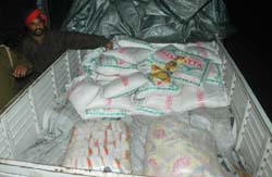 Bags of ration items which were recovered from Amrik Nagar, Jalandhar.