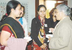 Delhi Chief Minister Sheila Dikshit interacting with IAS trainees at Delhi Secretariat in the Capital 