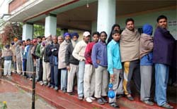 Large crowds were witnessed at polling booths in Jalandhar district on Tuesday.