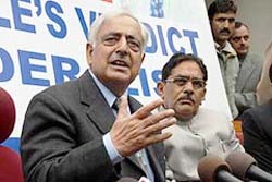 Former Chief Minister of Jammu and Kashmir Mufti Mohammad Sayeed addresses a press conference in Jammu