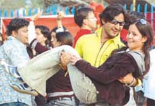 Couple dancing at Appu Ghar on the occasion of Valentines Day on Wednesday