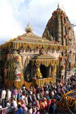 Devotional touch: Flower decoration at Shiv Dham in Baijnath of Kangra district on the occasion of Shivaratri on Friday.
