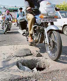 DEATH TRAP: An open manhole near the Friends Regency hotel, opposite Mini Secretariat in Ludhiana