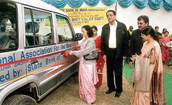A TATA Victa vehicle that was donated by the State Bank of India to Chandigarh and Punjab branch of the National Association for the Blind in Chandigarh