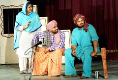 A scene from the play Mitti Rudan Kare staged at Apeejay College of Fine Arts in Jalandhar