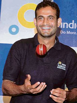 All-rounder Irfan Pathan at a press conference in New Delhi on Wednesday.