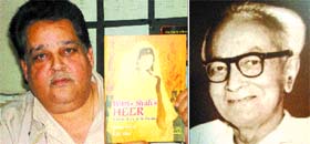 R.K. Dhar, a grandson of S N Dhar translator of Waris Shahs Heer in English (right) holds the first copy of the book