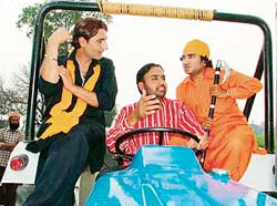 A scene being shot for Punjabi movie “Sarpanch” at Nawan Pind village, near Payal,