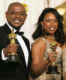 Forest Whitaker (left) and Jennifer Hudson won in the best actor and best supporting actress categories, respectively