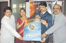 Astrologers release a poster of Nakshatra 2007 during a press conference in the Capital on Tuesday. Nakshatra 2007 will be held at Pragati Maidan from March 8 to 12.
