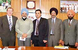From left: Dr John M. Flanagan, vice-chancellor Dr K.S.Aulakh, dean, postgraduate studies, Dr S.S.Chahal and dean, College of Agriculture Dr G.S.Chahal