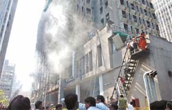 Fire broke out on the first floor of Ansal Bhavan, Connaught Place in the Capital on Thursday. There was no casualty, according to a fire department official. 