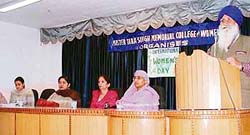 President of the Master Tara Singh Memorial College for Women, Mr Swaran Singh addressing the Women’s Day function in the college campus