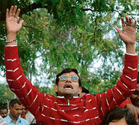 A member of the National Federation of Blind, Haryana, protests in Chandigarh
