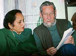Punjab CM's wife Surinder Kaur Badal has a word with Dr Frederick Shaw, who is implementing a unique project for maternal and child health, through his NGO in Naya Gaon.