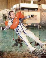 Space tourist Charles Simonyi seen during training in a pool at the Gagarin Cosmonaut Training Centre in Star City outside Moscow on Tuesday. 