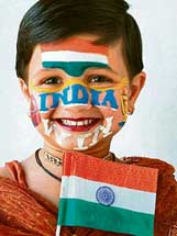 A child wishing good luck to Team India, in Hubli on Wednesday.